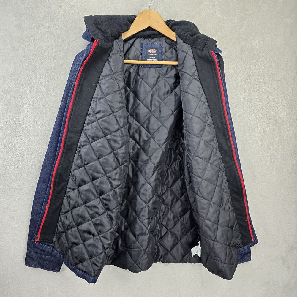 Dickies Skateboarding Denim Jacket Mens Medium Blue Hooded Quilted Lined Y2K - Picture 6 of 11
